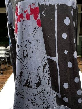 Women’s Black & Gray Graphic Haunted nightgown with Red Accent. Size L. NWT.